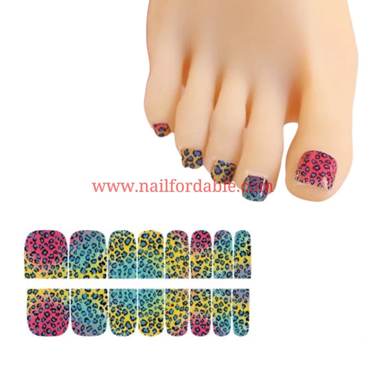 Colored leopard Nail Wraps | Semi Cured Gel Wraps | Gel Nail Wraps |Nail Polish | Nail Stickers