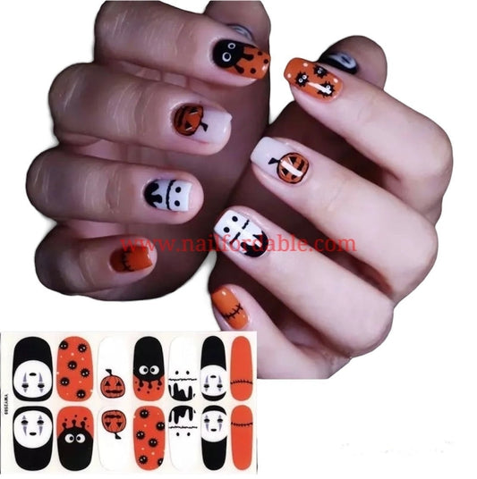 Ghosts and pumpkins Nail Wraps | Semi Cured Gel Wraps | Gel Nail Wraps |Nail Polish | Nail Stickers