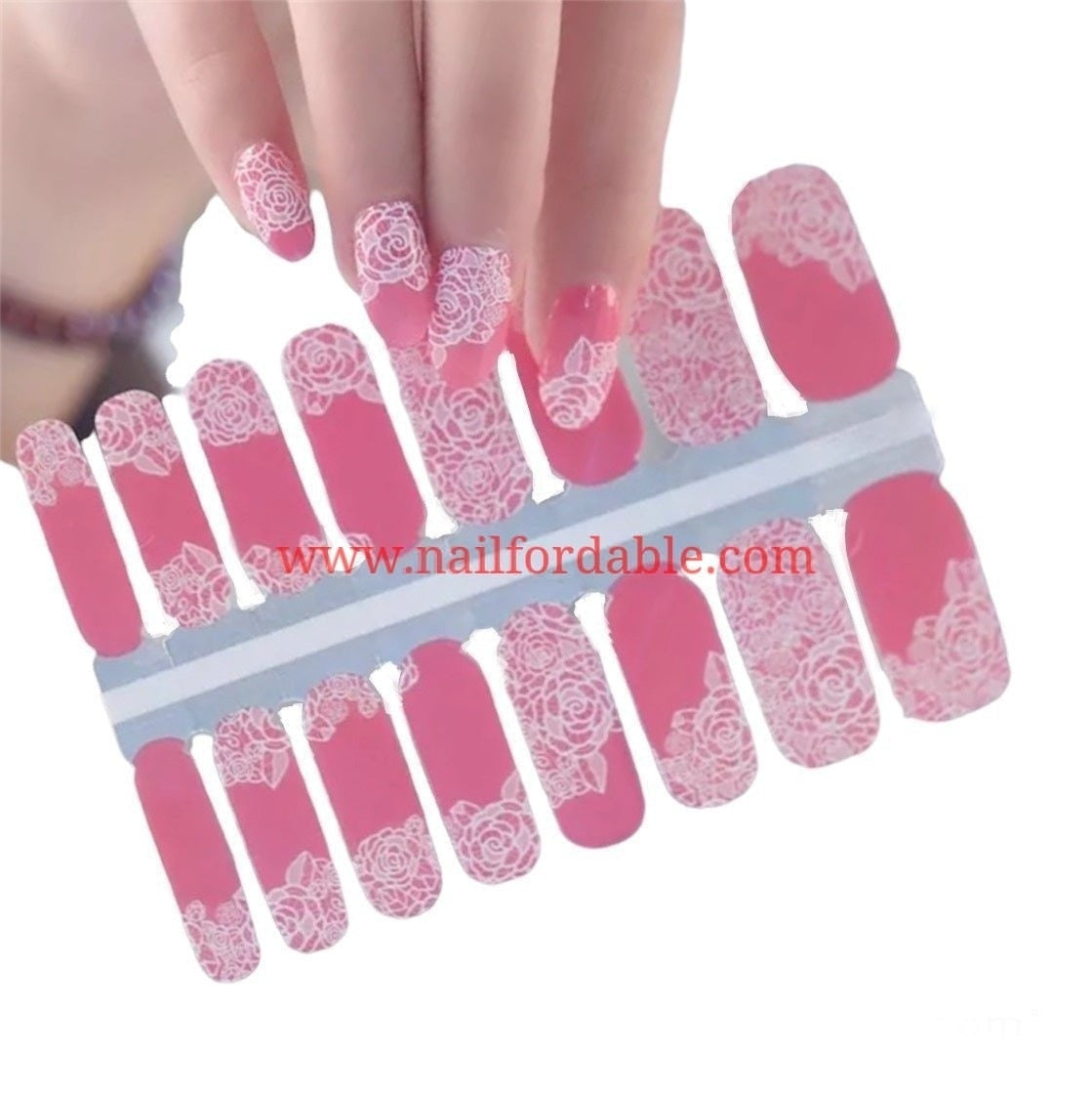 White roses lace Nail Wraps | Semi Cured Gel Wraps | Gel Nail Wraps |Nail Polish | Nail Stickers