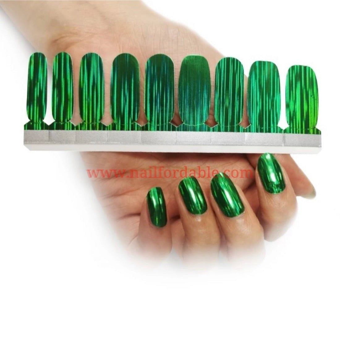 Green waterfall Chrome Nail Wraps | Semi Cured Gel Wraps | Gel Nail Wraps |Nail Polish | Nail Stickers