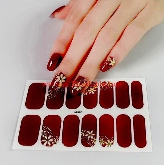 Gold flowers | Nail Wraps | Nail Stickers | Nail Strips | Gel Nails | Nail Polish Wraps - Nailfordable