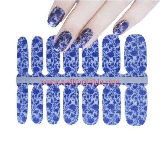 Blue flowers | Nail Wraps | Nail Stickers | Nail Strips | Gel Nails | Nail Polish Wraps - Nailfordable