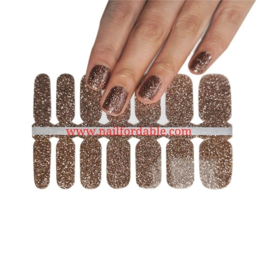 Brownish glitter Nail Wraps | Semi Cured Gel Wraps | Gel Nail Wraps |Nail Polish | Nail Stickers