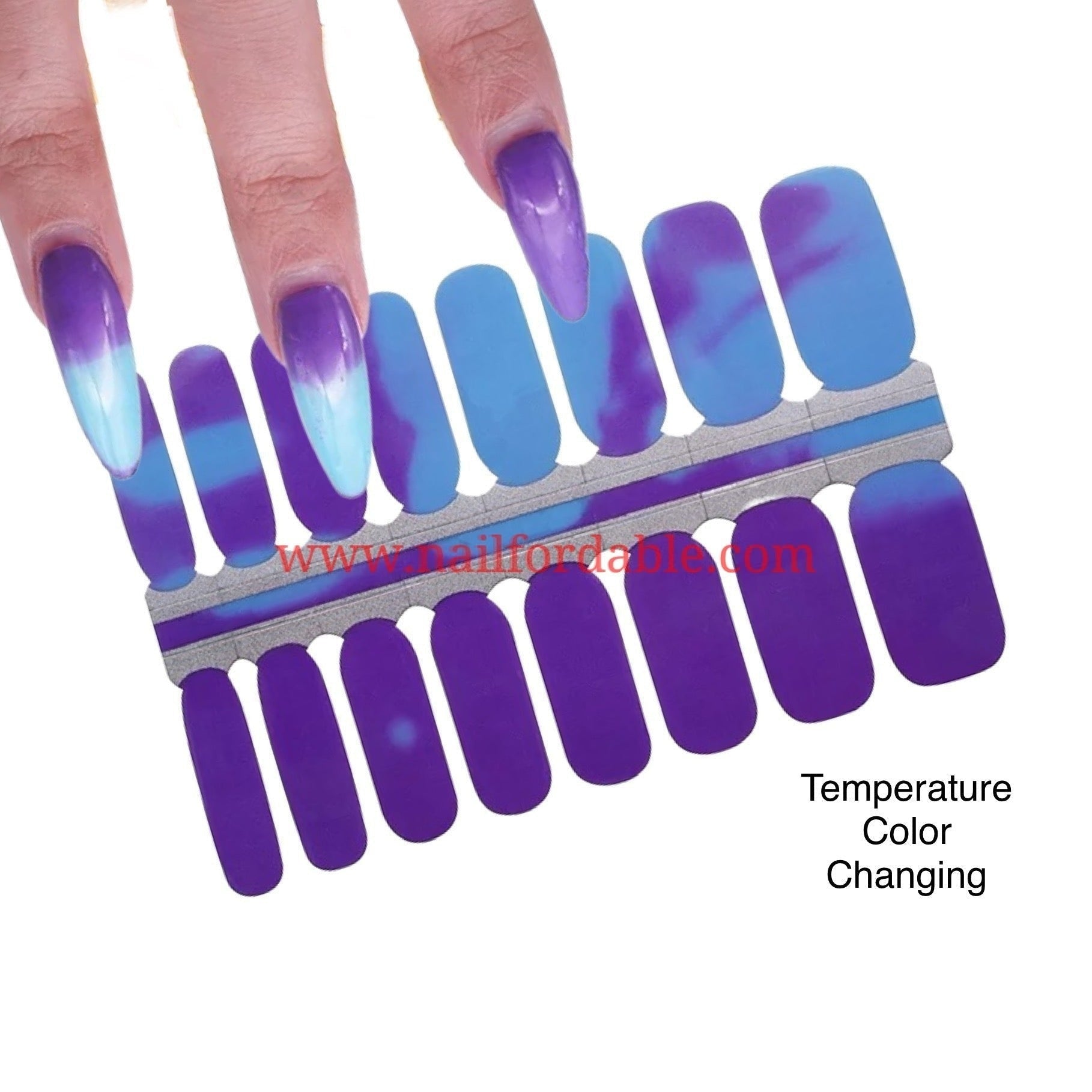 Purple to Blue Nail Wraps Nail Stickers Nail Strips Gel Nails