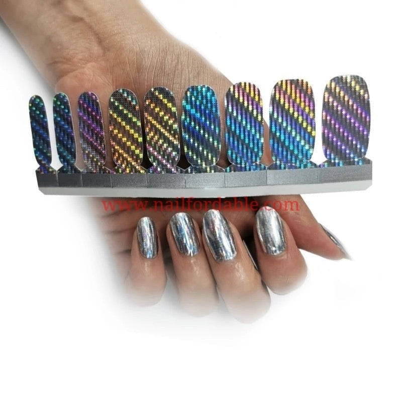 Silver lights chrome | Nail Wraps | Nail Stickers | Nail Strips | Gel Nails | Nail Polish Wraps - Nailfordable