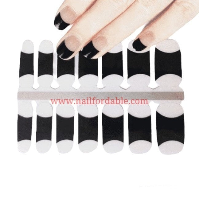 Black French tips Nail Wraps | Semi Cured Gel Wraps | Gel Nail Wraps |Nail Polish | Nail Stickers