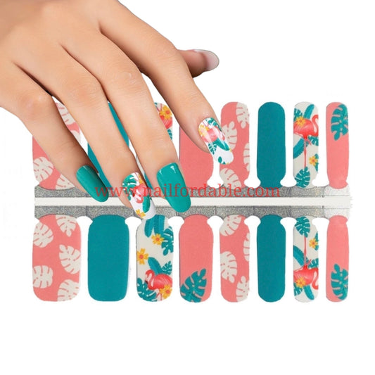 Tropical flamingo | Nail Wraps | Nail Stickers | Nail Strips | Gel Nails | Nail Polish Wraps - Nailfordable