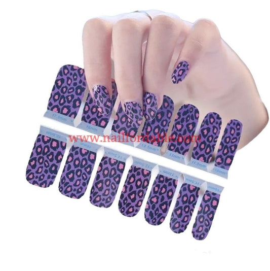 Purple Leopard Nail Wraps | Semi Cured Gel Wraps | Gel Nail Wraps |Nail Polish | Nail Stickers