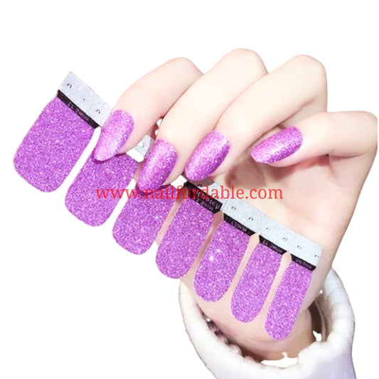 Dark lilac Glitter Nail Wraps | Semi Cured Gel Wraps | Gel Nail Wraps |Nail Polish | Nail Stickers