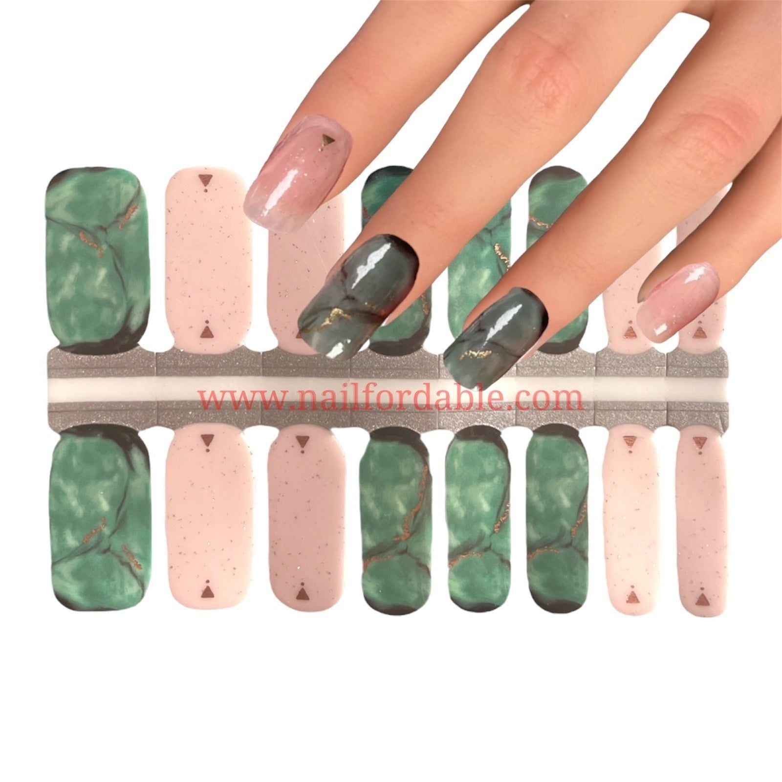 Green Marble Nail Wraps | Semi Cured Gel Wraps | Gel Nail Wraps |Nail Polish | Nail Stickers