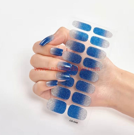 Blue and Silver gradient | Nail Wraps | Nail Stickers | Nail Strips | Gel Nails | Nail Polish Wraps - Nailfordable