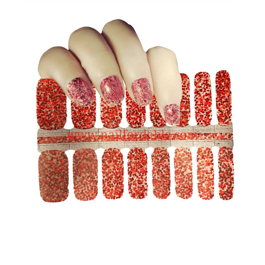 Sparkle - Red Nail Wraps | Semi Cured Gel Wraps | Gel Nail Wraps |Nail Polish | Nail Stickers