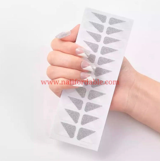 Half silver french tips Nail Wraps | Semi Cured Gel Wraps | Gel Nail Wraps |Nail Polish | Nail Stickers