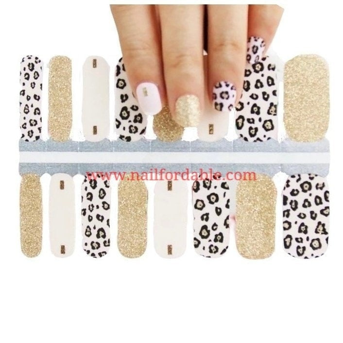 Golden Leopard Nail Wraps | Semi Cured Gel Wraps | Gel Nail Wraps |Nail Polish | Nail Stickers