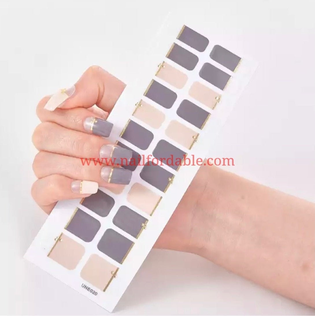 Gray and beige french tips Nail Wraps | Semi Cured Gel Wraps | Gel Nail Wraps |Nail Polish | Nail Stickers