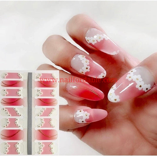 Flowers chain Crystal Wraps Nail Wraps | Semi Cured Gel Wraps | Gel Nail Wraps |Nail Polish | Nail Stickers