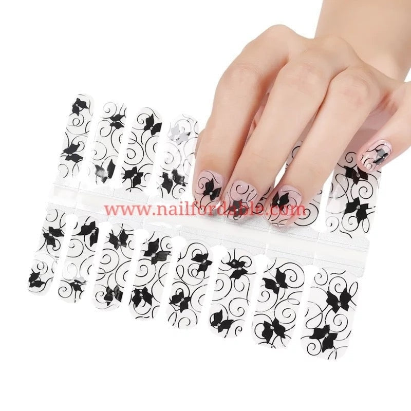 Black butterflies overlay Nail Wraps | Semi Cured Gel Wraps | Gel Nail Wraps |Nail Polish | Nail Stickers