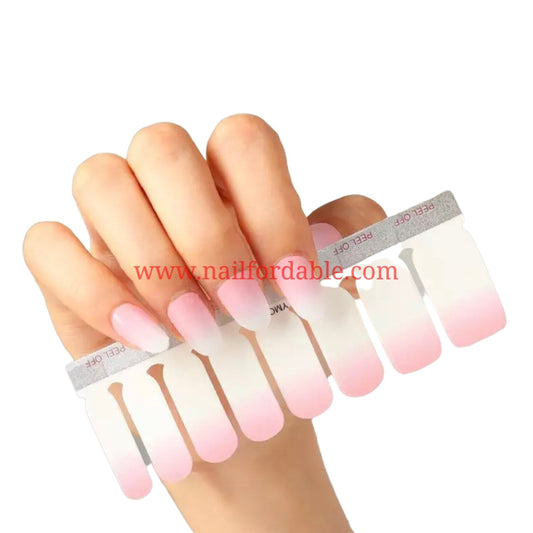 Pink and white | Nail Wraps | Nail Stickers | Nail Strips | Gel Nails | Nail Polish Wraps - Nailfordable