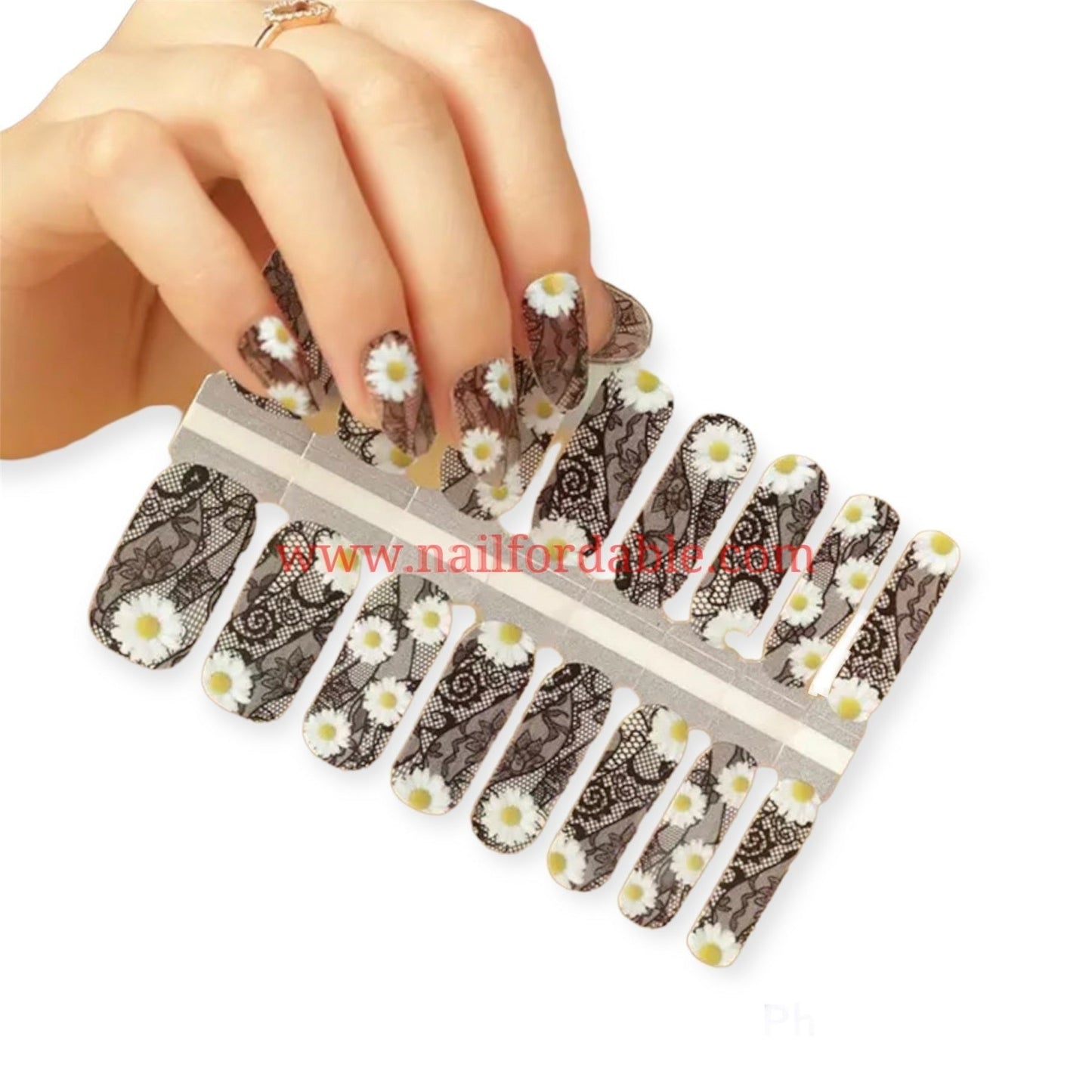 White Daisies Nail Wraps | Semi Cured Gel Wraps | Gel Nail Wraps |Nail Polish | Nail Stickers