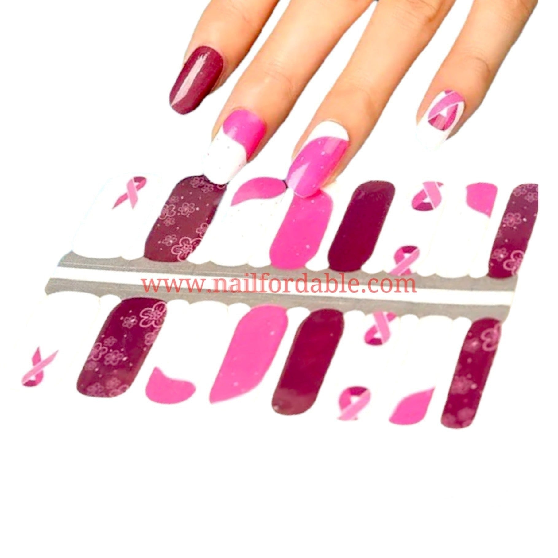 Breast Cancer awareness Nail Wraps | Semi Cured Gel Wraps | Gel Nail Wraps |Nail Polish | Nail Stickers
