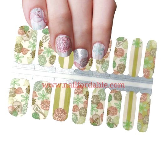 Birds and flowers | Nail Wraps | Nail Stickers | Nail Strips | Gel Nails | Nail Polish Wraps - Nailfordable
