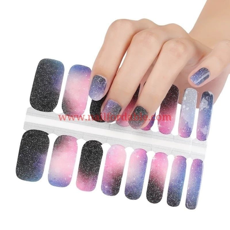 Pink galaxy Nail Wraps | Semi Cured Gel Wraps | Gel Nail Wraps |Nail Polish | Nail Stickers