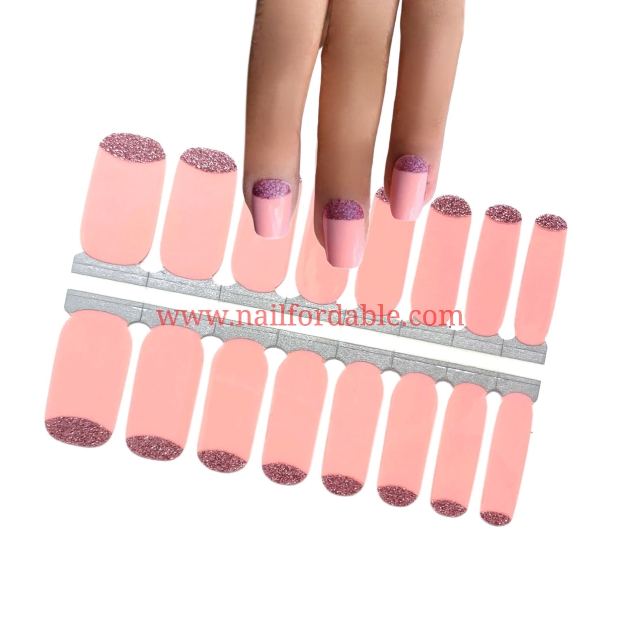Pink Sunshine Nail Wraps Nail Stickers Nail Strips Gel Nails Nail Polish Wraps