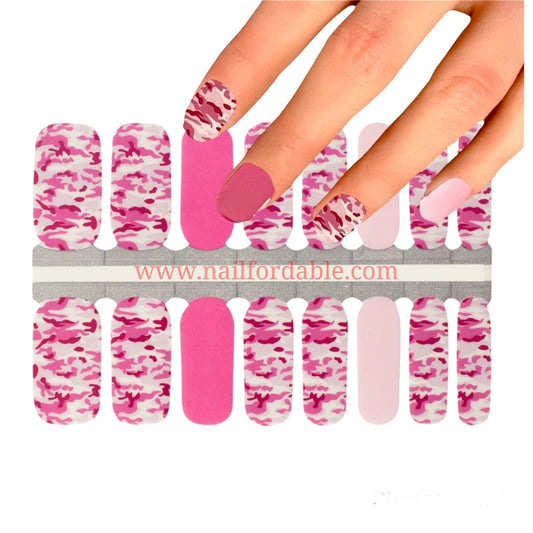 Pink Camouflage Nail Wraps | Semi Cured Gel Wraps | Gel Nail Wraps |Nail Polish | Nail Stickers