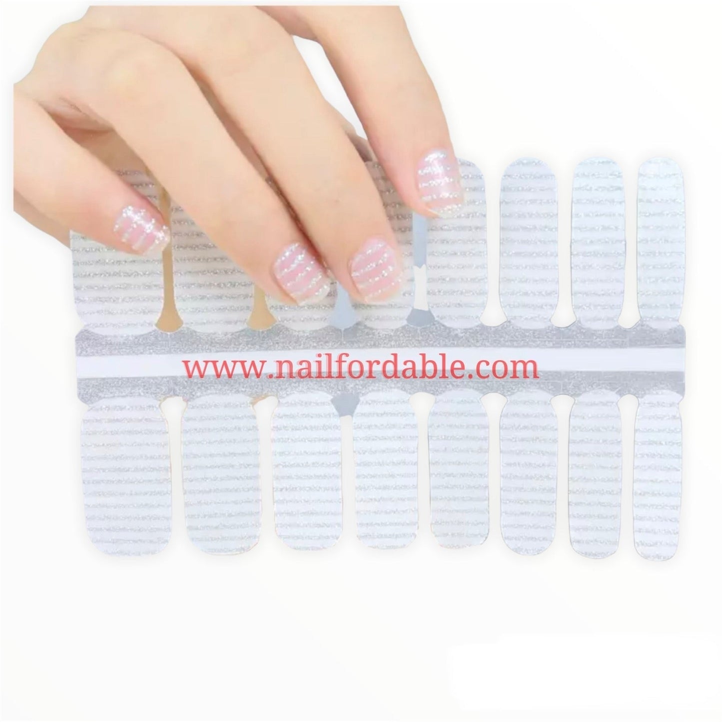 Silver stripes Nail Wraps | Semi Cured Gel Wraps | Gel Nail Wraps |Nail Polish | Nail Stickers