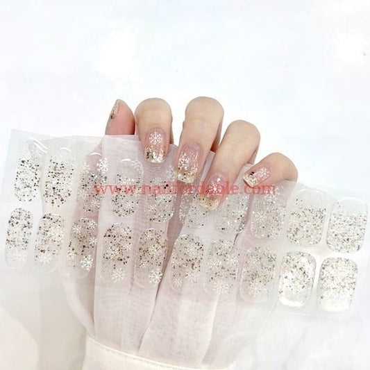 Hidden snowflakes - Cured Gel Wraps Air Dry/Non UV Nail Wraps | Semi Cured Gel Wraps | Gel Nail Wraps |Nail Polish | Nail Stickers