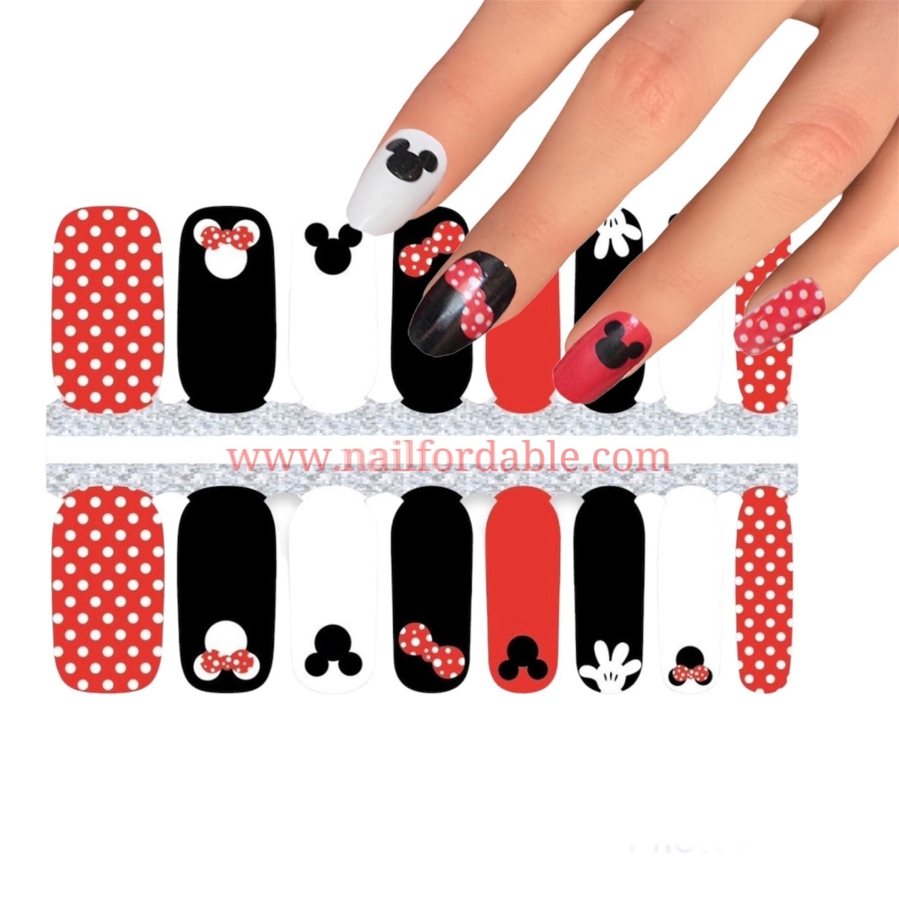Disney - Minnie and Mickey mouse Nail Wraps | Semi Cured Gel Wraps | Gel Nail Wraps |Nail Polish | Nail Stickers
