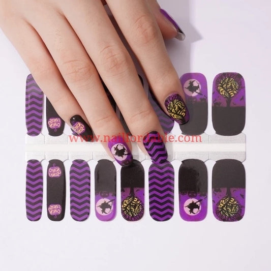 Halloweenâ€™s witches Nail Wraps | Semi Cured Gel Wraps | Gel Nail Wraps |Nail Polish | Nail Stickers