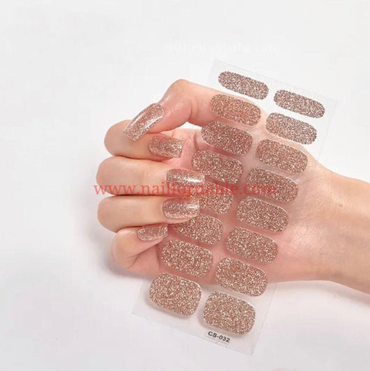 Golden glitter | Nail Wraps | Nail Stickers | Nail Strips | Gel Nails | Nail Polish Wraps - Nailfordable