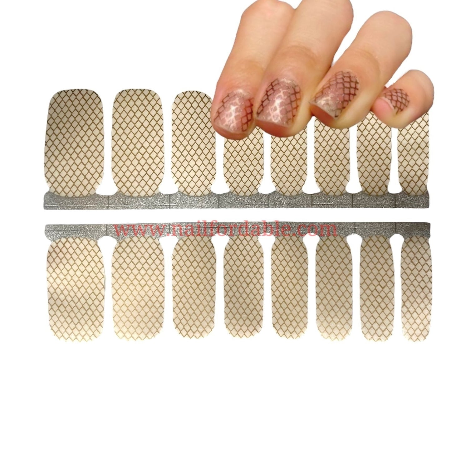 Gold fishing net Overlay Nail Wraps | Semi Cured Gel Wraps | Gel Nail Wraps |Nail Polish | Nail Stickers