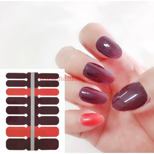 Red accents Crystal Wraps Nail Wraps | Semi Cured Gel Wraps | Gel Nail Wraps |Nail Polish | Nail Stickers