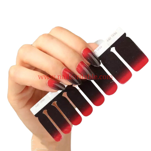 Ombre Red to black Nail Wraps | Semi Cured Gel Wraps | Gel Nail Wraps |Nail Polish | Nail Stickers
