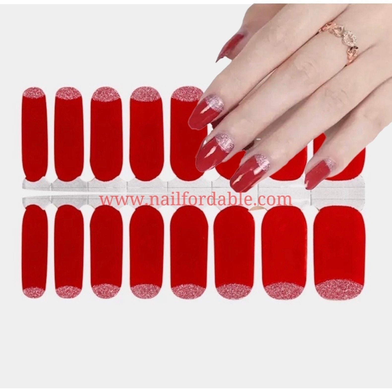 Pink glitter sunset Nail Wraps Nail Stickers Nail Strips Gel