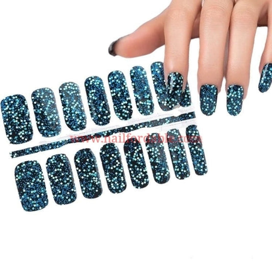 Aqua Sparkles | Nail Wraps | Nail Stickers | Nail Strips | Gel Nails | Nail Polish Wraps - Nailfordable