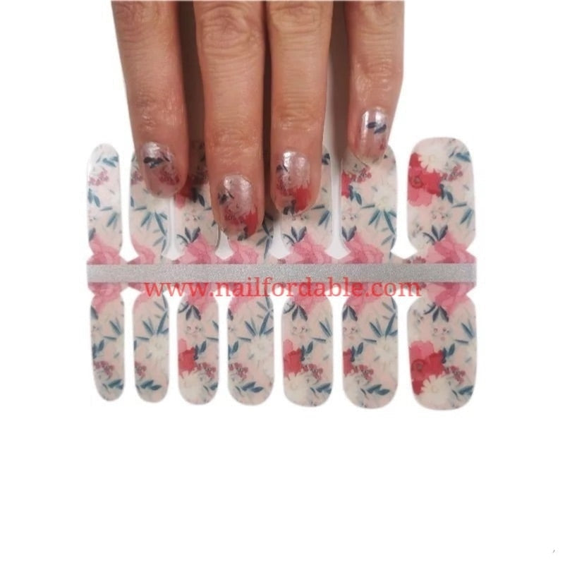 Pearly floral Nail Wraps | Semi Cured Gel Wraps | Gel Nail Wraps |Nail Polish | Nail Stickers