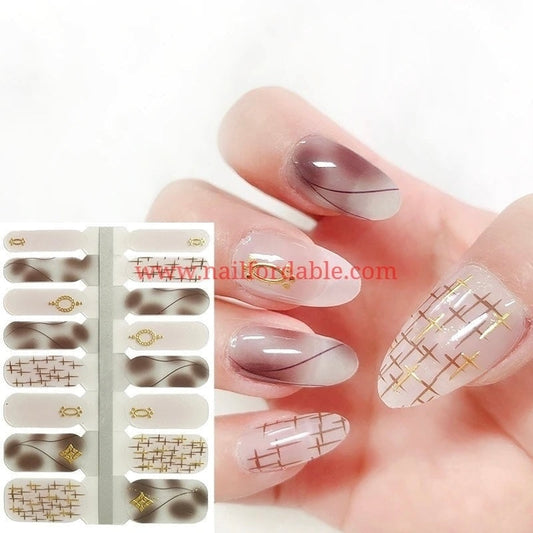 Gold mirrors Crystal Wraps | Nail Wraps | Nail Stickers | Nail Strips | Gel Nails | Nail Polish Wraps - Nailfordable
