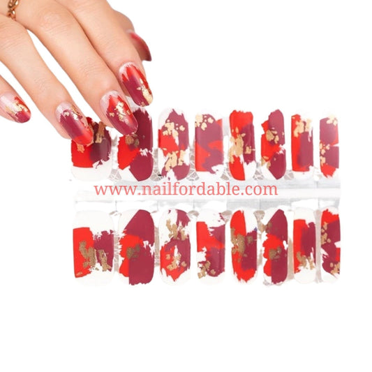Red Abstract | Nail Wraps | Nail Stickers | Nail Strips | Gel Nails | Nail Polish Wraps - Nailfordable