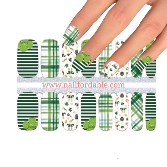 Plaid St. Patrickâ€™s day Nail Wraps | Semi Cured Gel Wraps | Gel Nail Wraps |Nail Polish | Nail Stickers