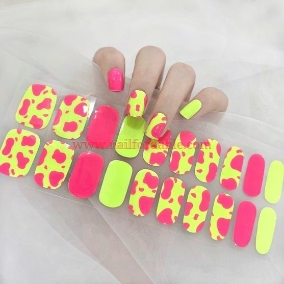 Neon splash - Cured Gel Wraps Air Dry/Non UV Nail Wraps | Semi Cured Gel Wraps | Gel Nail Wraps |Nail Polish | Nail Stickers