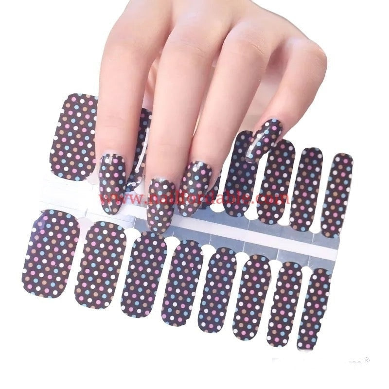 Polka dots on brown Nail Wraps | Semi Cured Gel Wraps | Gel Nail Wraps |Nail Polish | Nail Stickers