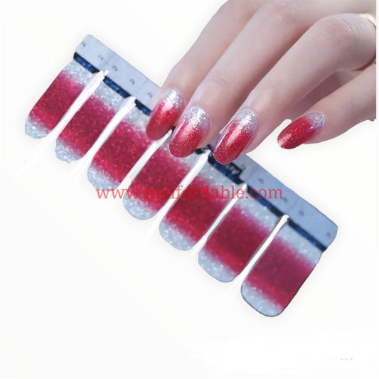 Red and Silver gradient | Nail Wraps | Nail Stickers | Nail Strips | Gel Nails | Nail Polish Wraps - Nailfordable