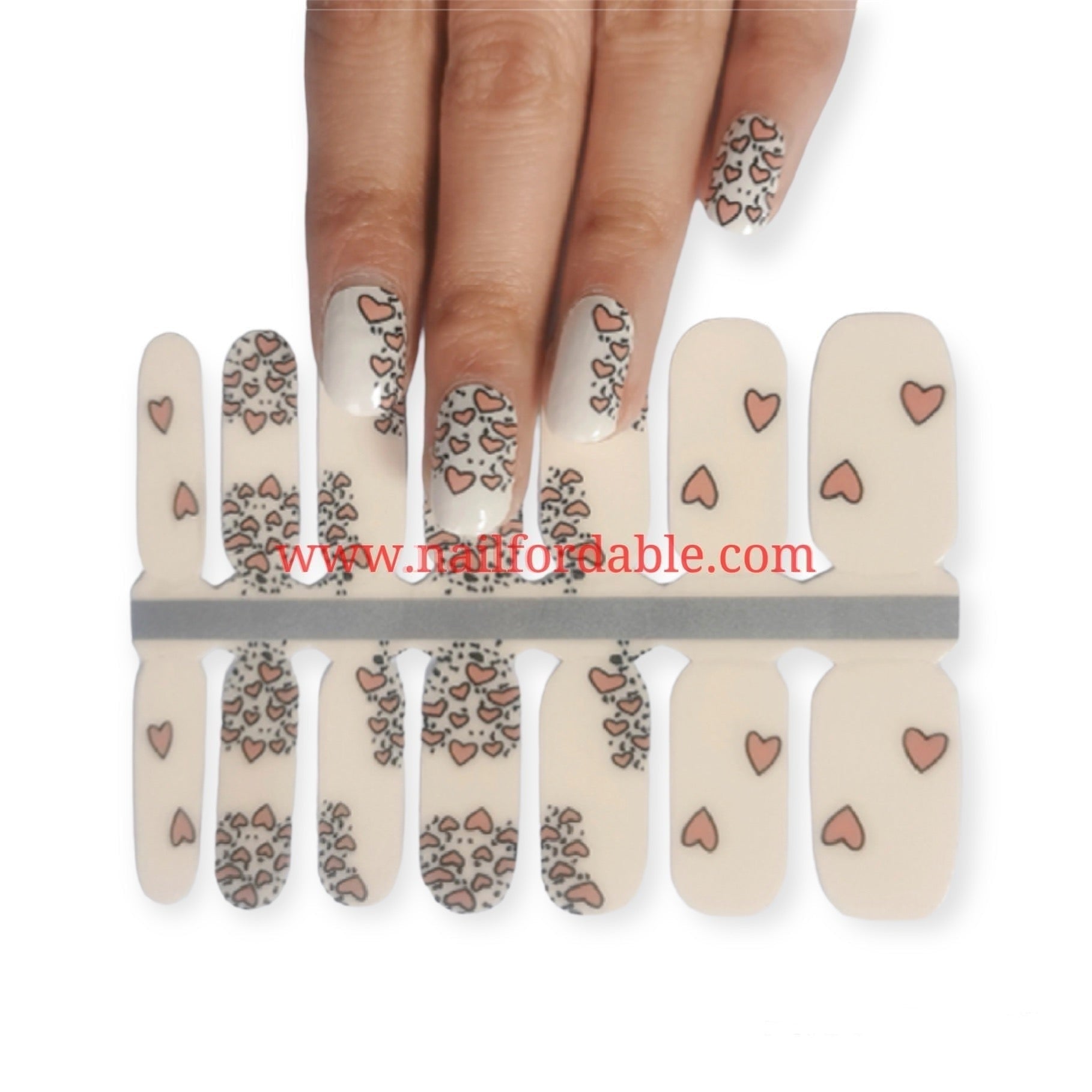 Garden of hearts Nail Wraps | Semi Cured Gel Wraps | Gel Nail Wraps |Nail Polish | Nail Stickers