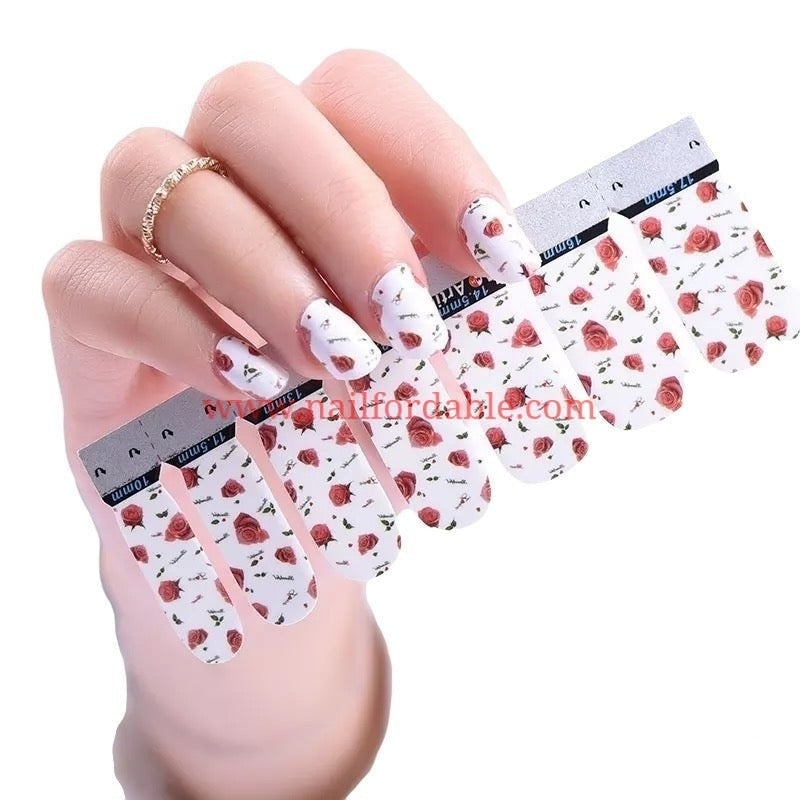 Red Roses Nail Wraps | Semi Cured Gel Wraps | Gel Nail Wraps |Nail Polish | Nail Stickers