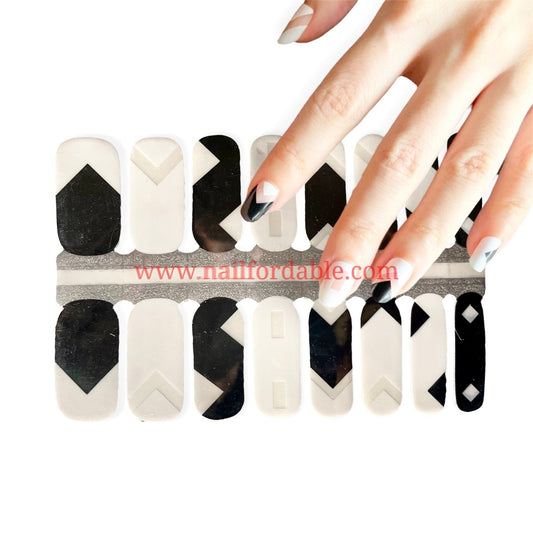 Geos Black and white Nail Wraps | Semi Cured Gel Wraps | Gel Nail Wraps |Nail Polish | Nail Stickers